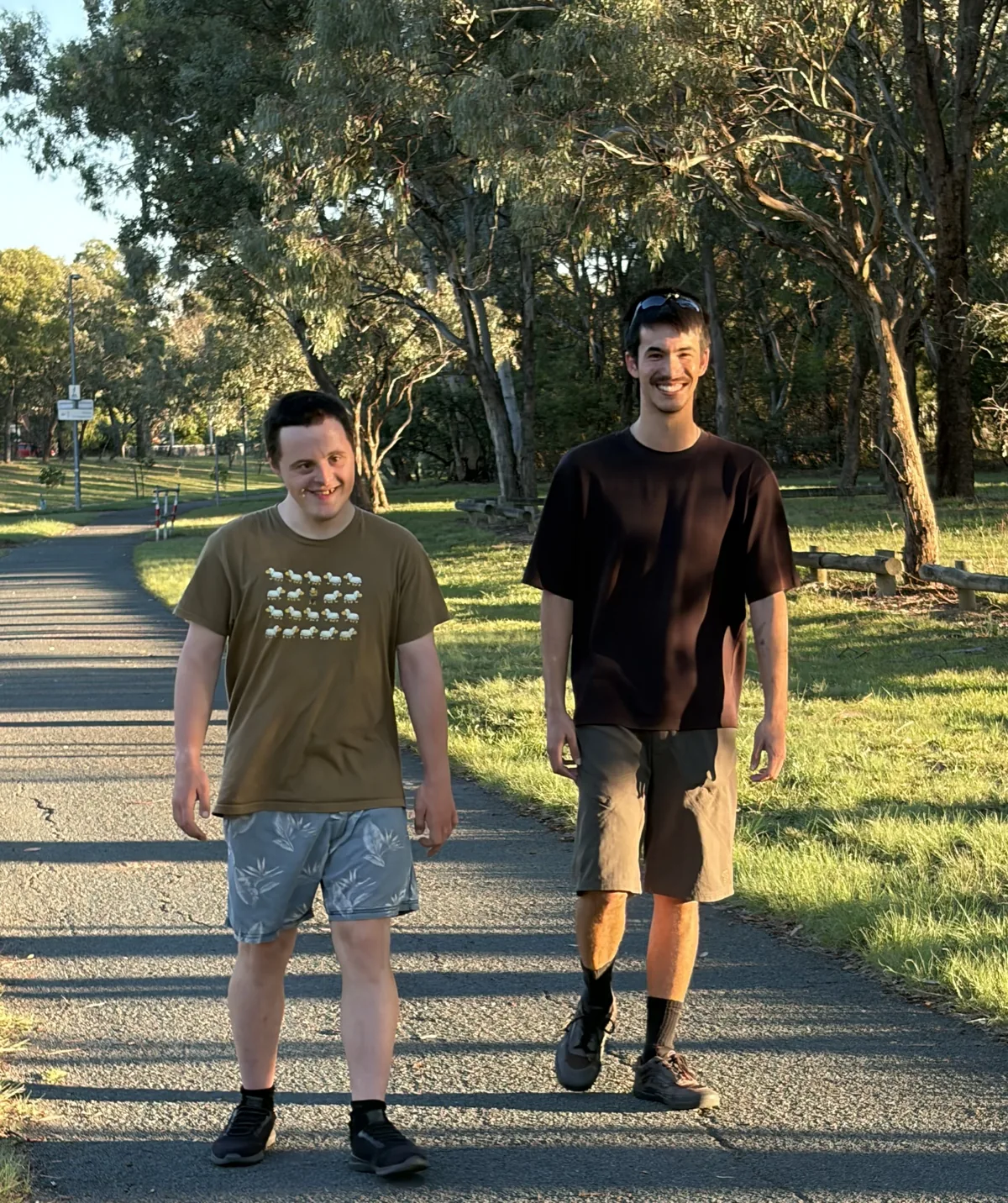 Field Day support worker and participant outdoors